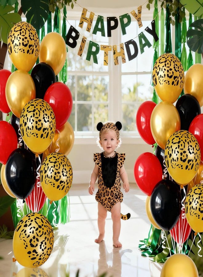 Vibzox Cheetah Balloons, 12 Inch Red Black Gold Leopard Print Balloons Cheetah Print Latex Jungle Animal Balloon Cheetah Decorations for Wild Birthday Baby Shower Zoo Jungle Safari Theme Party Supplies - Image 4